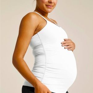 Spacedye keep your cool maternity slim racerback tank in white